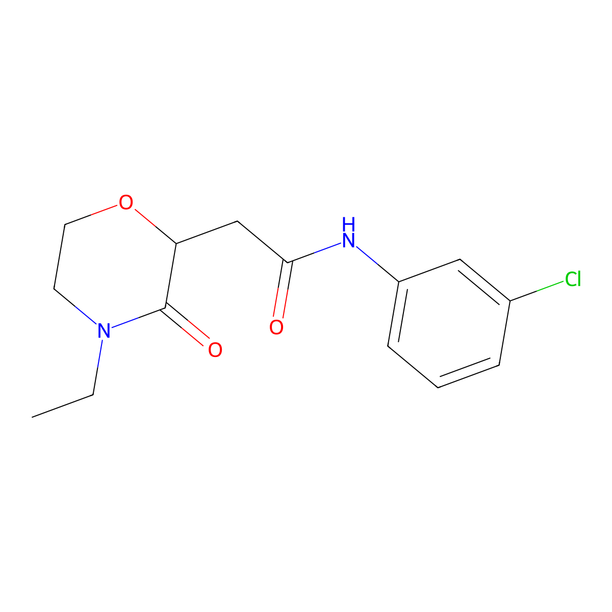 N-(3-chlorophenyl)-2-(4-ethyl-3-oxomorpholin-2-yl)acetamide molecular structure, CAS 669719-00-0