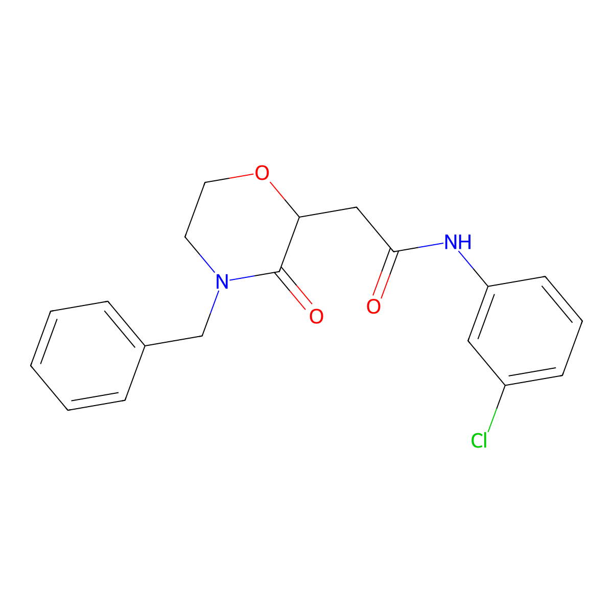 2-(4-benzyl-3-oxomorpholin-2-yl)-N-(3-chlorophenyl)acetamide molecular structure, CAS 669719-01-1