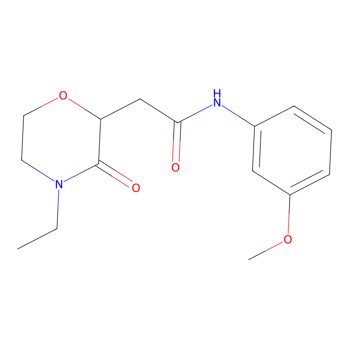 2-(4-ethyl-3-oxomorpholin-2-yl)-N-(3-methoxyphenyl)acetamide molecular structure, CAS 669719-02-2