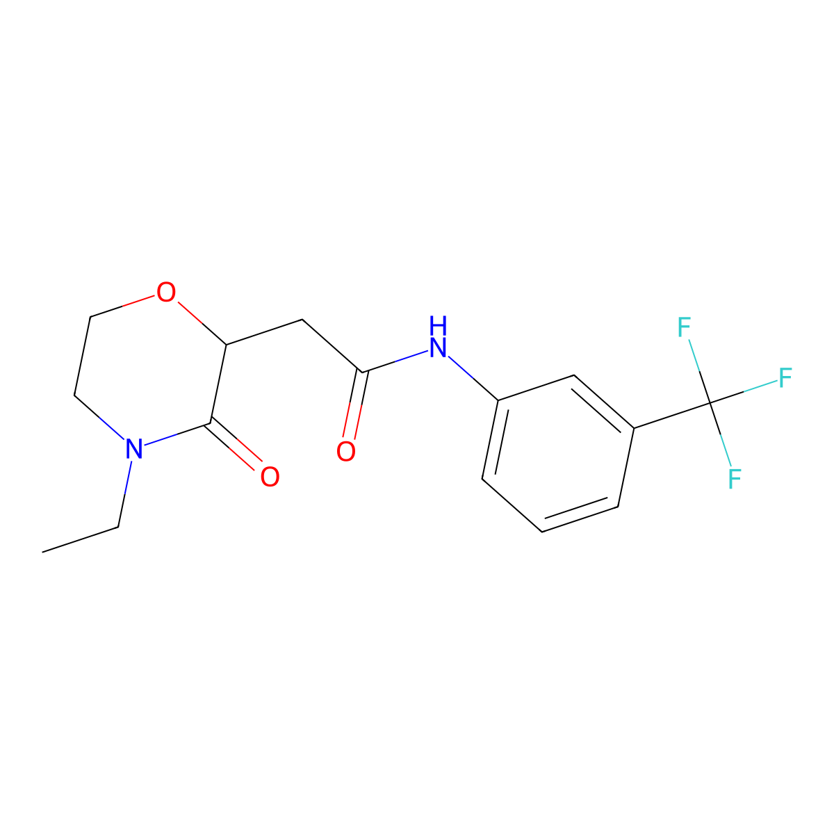 2-(4-ethyl-3-oxomorpholin-2-yl)-N-[3-(trifluoromethyl)phenyl]acetamide molecular structure, CAS 669719-04-4