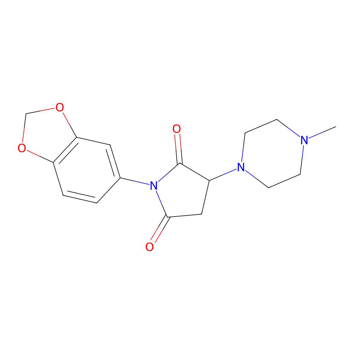 1-(1,3-Benzodioxol-5-yl)-3-(4-methylpiperazin-1-yl)pyrrolidine-2,5-dione molecular structure, CAS 669719-10-2
