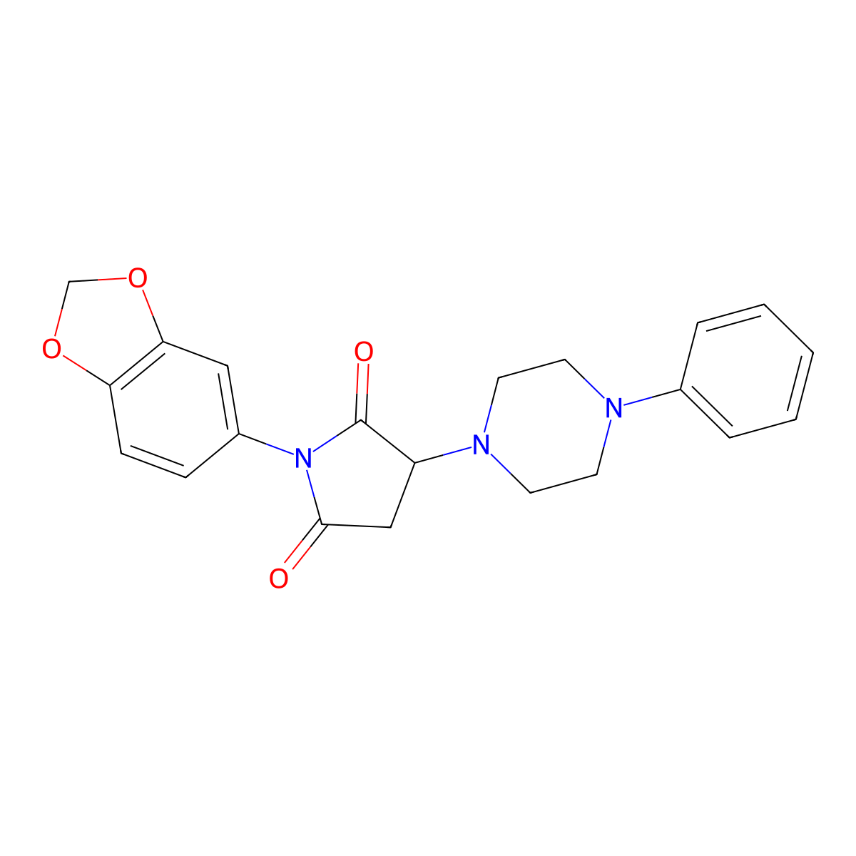 1-(1,3-Benzodioxol-5-yl)-3-(4-phenylpiperazin-1-yl)pyrrolidine-2,5-dione molecular structure, CAS 669719-11-3