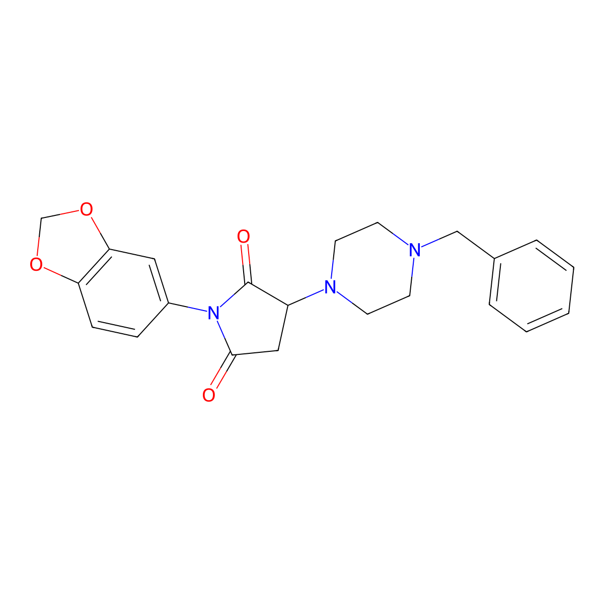 1-(1,3-Benzodioxol-5-yl)-3-(4-benzylpiperazin-1-yl)pyrrolidine-2,5-dione molecular structure, CAS 669719-12-4