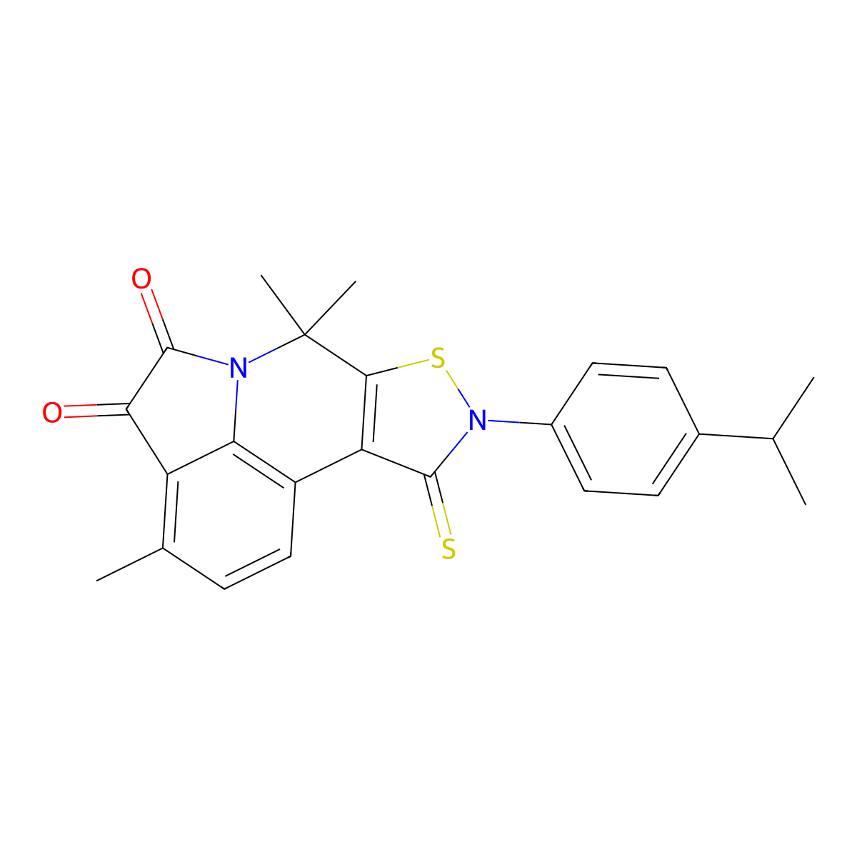 9-(4-isopropylphenyl)-3,7,7-trimethyl-10-thioxo-9,10-dihydro-7H-isothiazolo[5,4-c]pyrrolo[3,2,1-ij]quinoline-4,5-dione molecular structure, CAS 669719-23-7