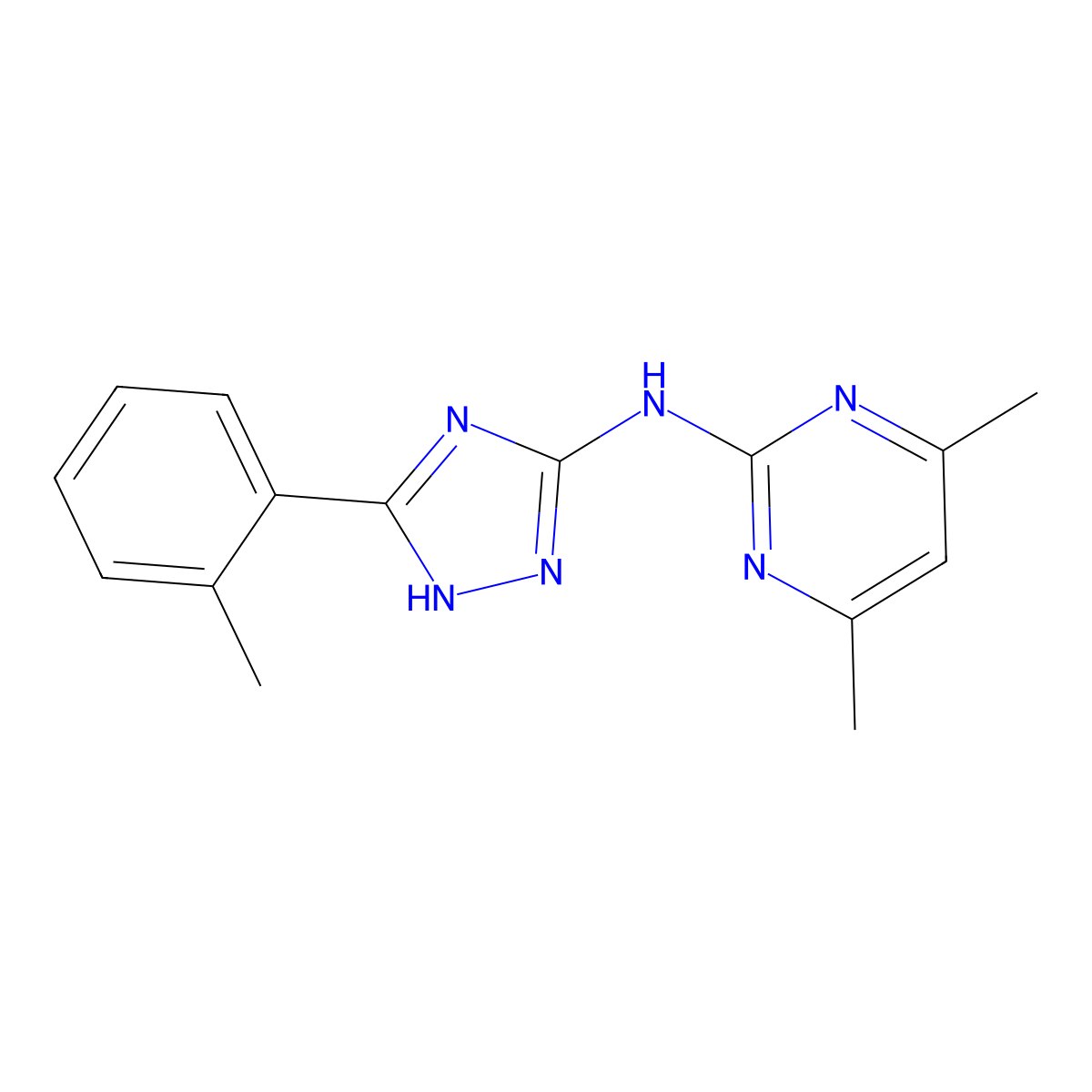 4,6-dimethyl-N-[5-(2-methylphenyl)-1H-1,2,4-triazol-3-yl]pyrimidin-2-amine molecular structure, CAS 669719-88-4
