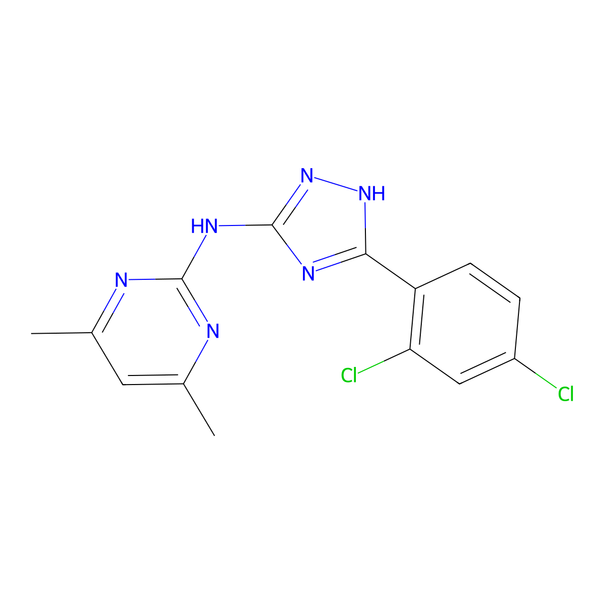 N-[5-(2,4-dichlorophenyl)-1H-1,2,4-triazol-3-yl]-4,6-dimethylpyrimidin-2-amine molecular structure, CAS 669719-90-8