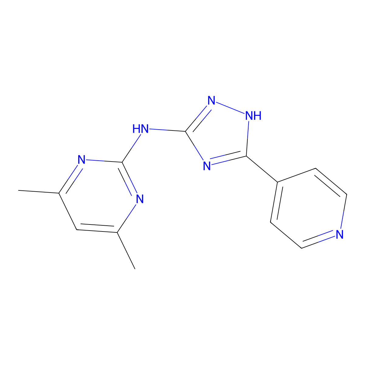 4,6-dimethyl-N-[5-(pyridin-4-yl)-1H-1,2,4-triazol-3-yl]pyrimidin-2-amine molecular structure, CAS 669719-93-1