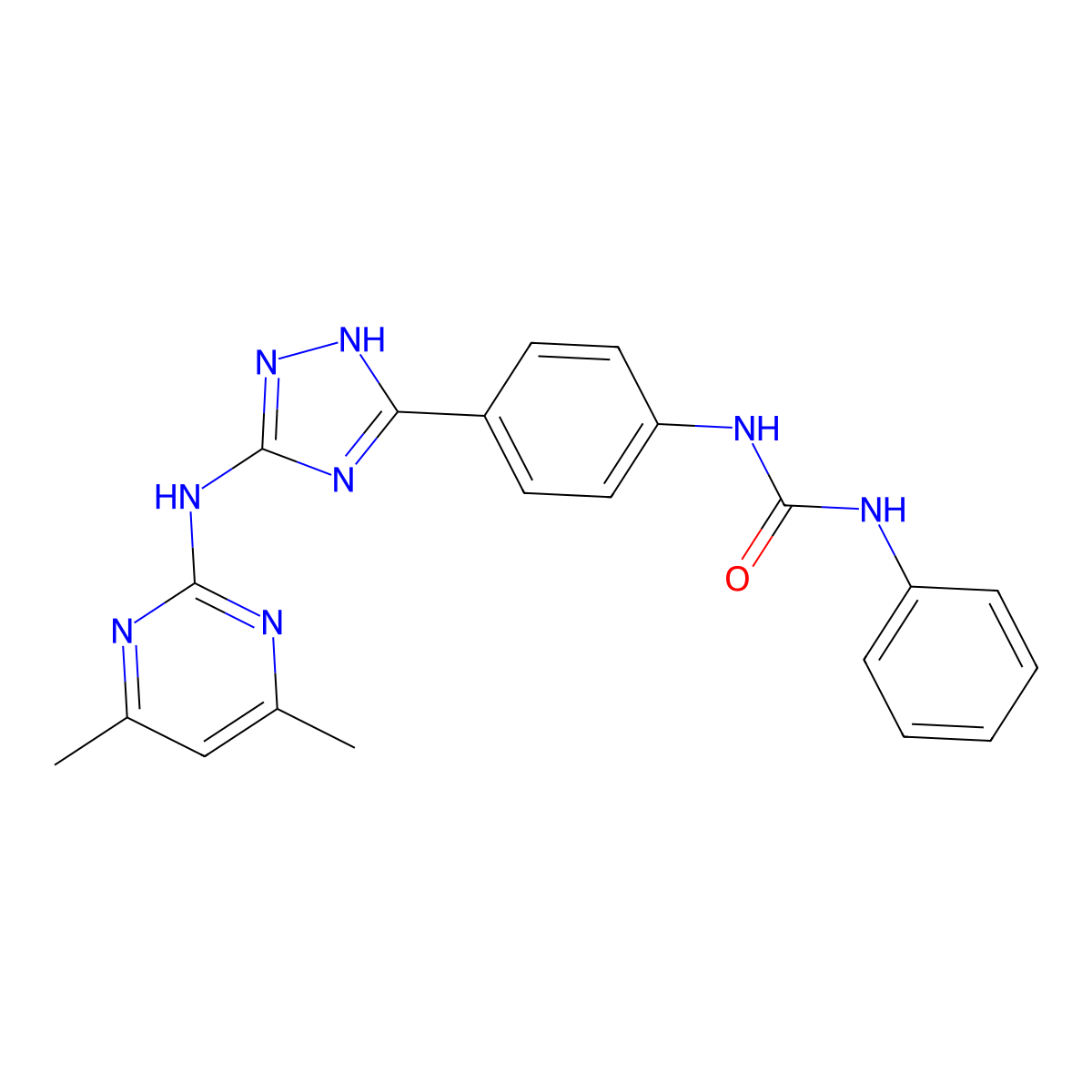 1-(4-{3-[(4,6-dimethylpyrimidin-2-yl)amino]-1H-1,2,4-triazol-5-yl}phenyl)-3-phenylurea molecular structure, CAS 669719-99-7