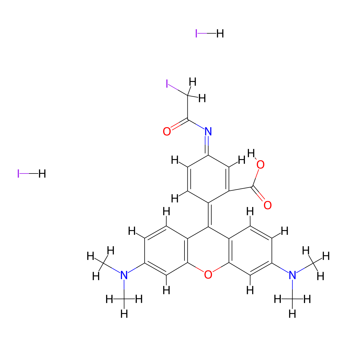 Tetramethylrhodamine-4-iodoacetamide dihydroiodide molecular structure, CAS 669720-16-5
