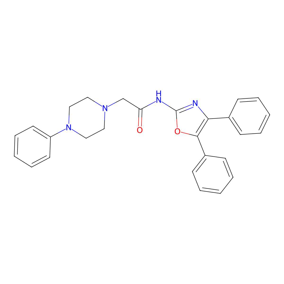 N-(4,5-diphenyl-1,3-oxazol-2-yl)-2-(4-phenylpiperazin-1-yl)acetamide molecular structure, CAS 669724-13-4