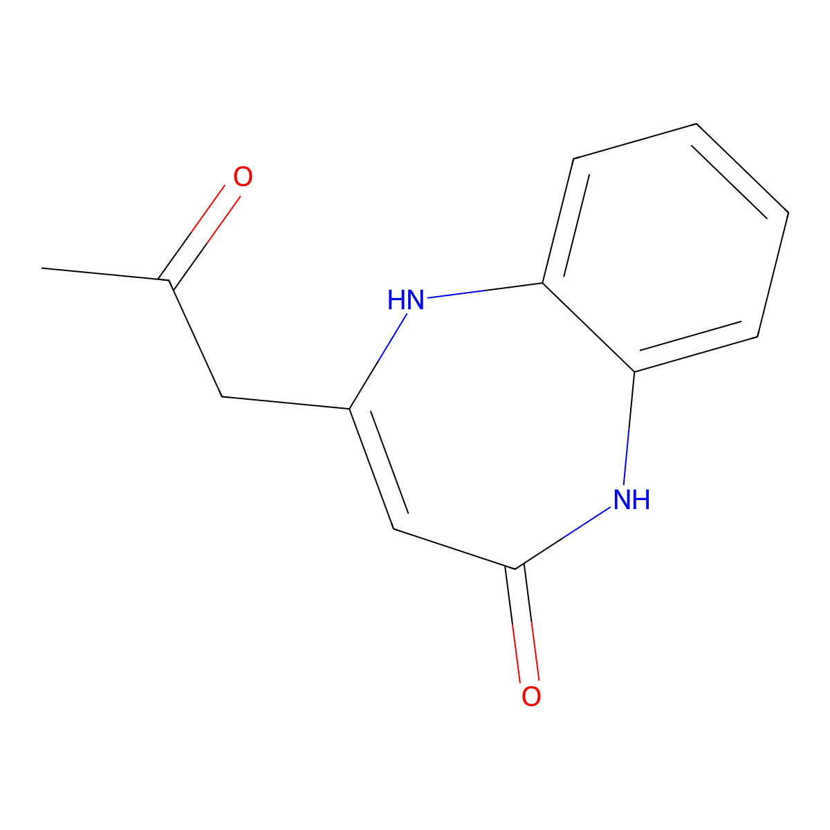 4-(2-oxopropyl)-1,5-dihydro-2H-1,5-benzodiazepin-2-one molecular structure, CAS 669724-40-7