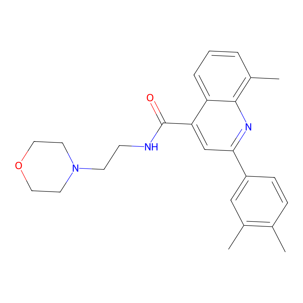 2-(3,4-dimethylphenyl)-8-methyl-N-[2-(morpholin-4-yl)ethyl]quinoline-4-carboxamide molecular structure, CAS 669725-96-6