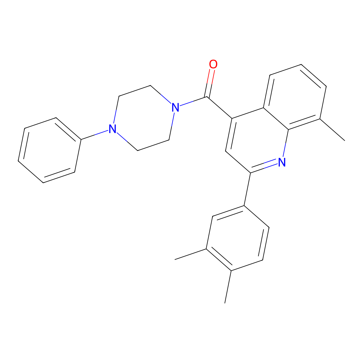 [2-(3,4-Dimethylphenyl)-8-methylquinolin-4-yl](4-phenylpiperazin-1-yl)methanone molecular structure, CAS 669726-01-6