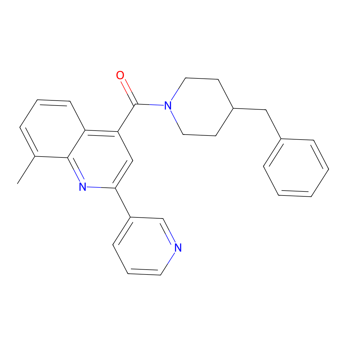 (4-Benzylpiperidin-1-yl)-(8-methyl-2-pyridin-3-ylquinolin-4-yl)methanone molecular structure, CAS 669726-10-7