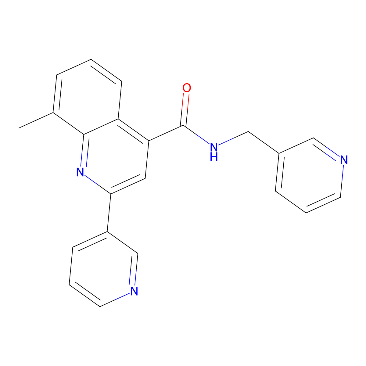 8-methyl-2-(pyridin-3-yl)-N-(pyridin-3-ylmethyl)quinoline-4-carboxamide molecular structure, CAS 669726-11-8