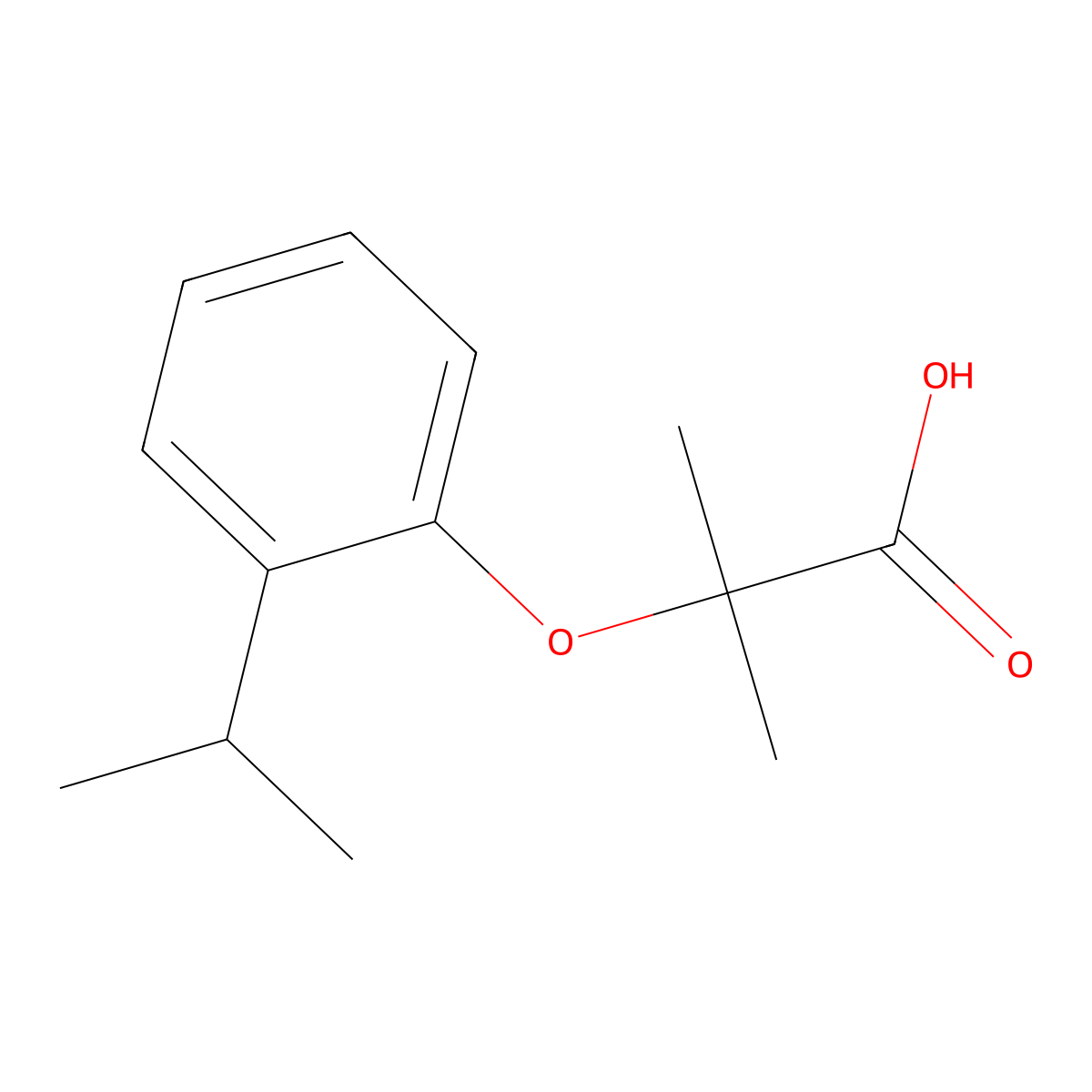 2-(2-Isopropylphenoxy)-2-methylpropanoic acid molecular structure, CAS 669726-38-9