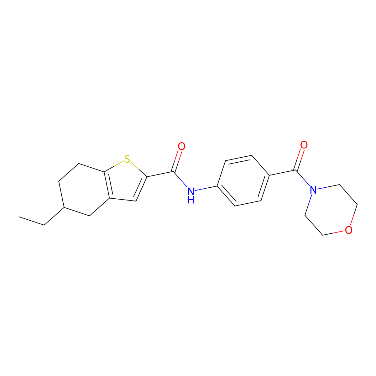 5-ethyl-N-[4-(morpholin-4-ylcarbonyl)phenyl]-4,5,6,7-tetrahydro-1-benzothiophene-2-carboxamide molecular structure, CAS 669726-44-7
