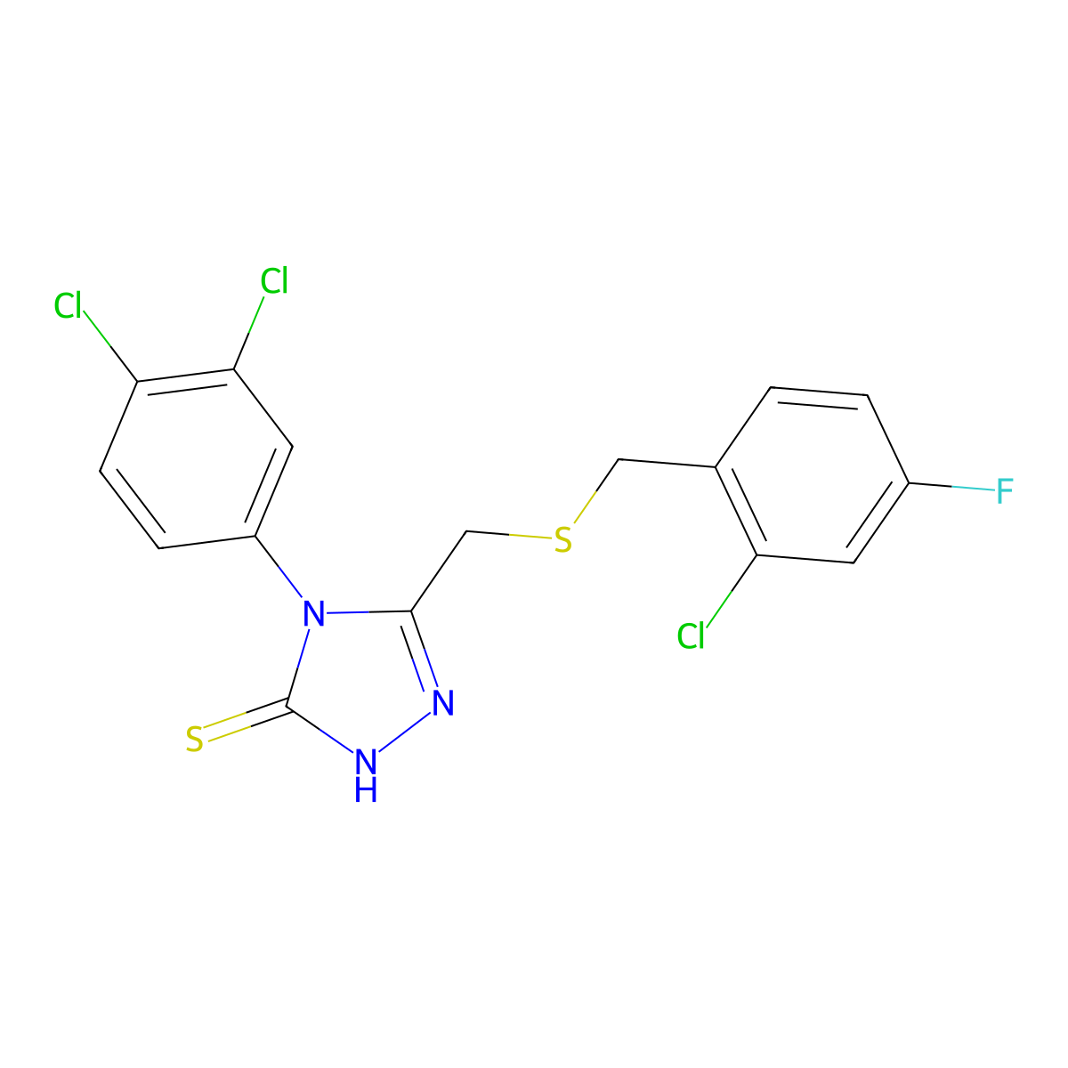 5-{[(2-chloro-4-fluorobenzyl)sulfanyl]methyl}-4-(3,4-dichlorophenyl)-4H-1,2,4-triazole-3-thiol molecular structure, CAS 669726-58-3