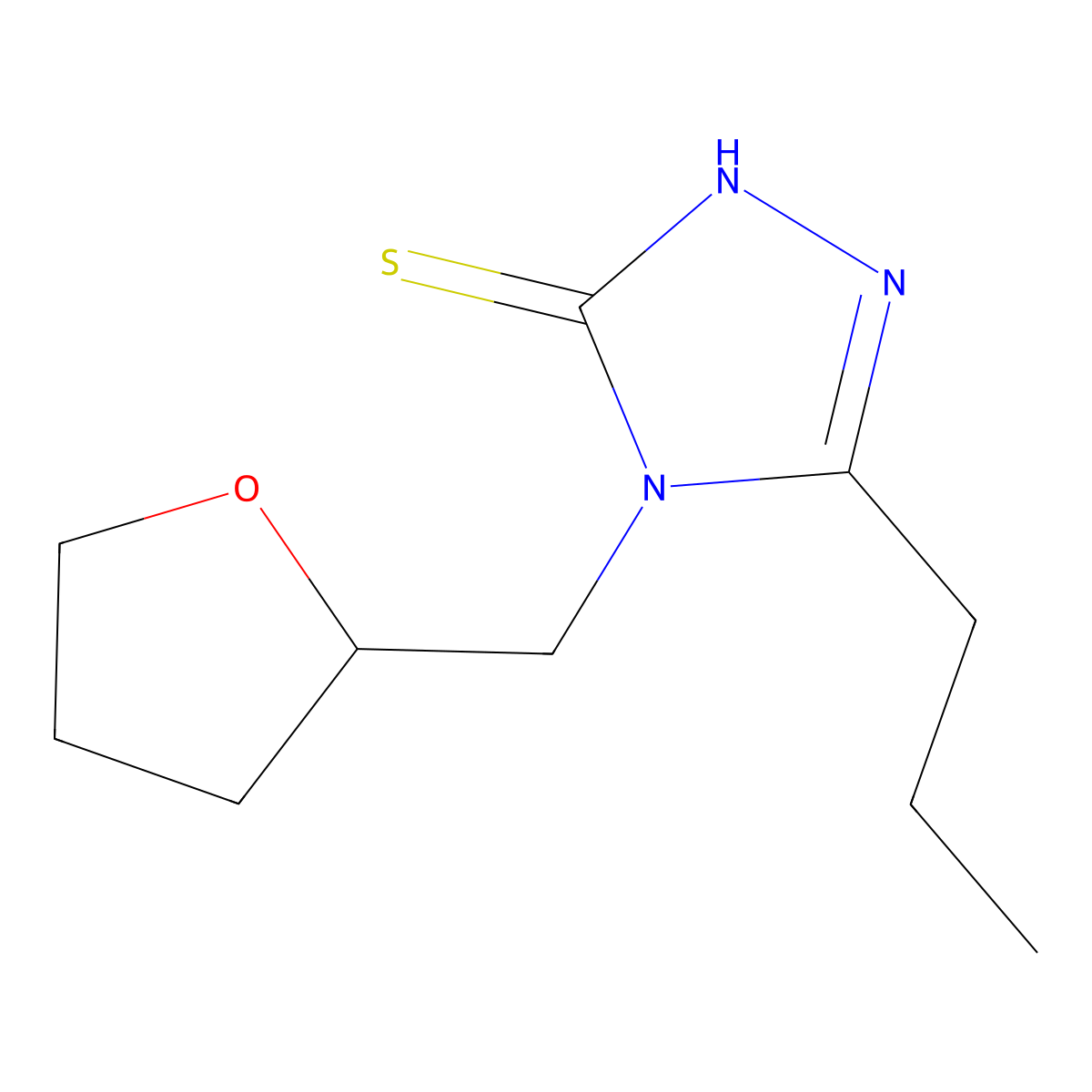 5-Propyl-4-((tetrahydrofuran-2-yl)methyl)-4H-1,2,4-triazole-3-thiol molecular structure, CAS 669726-90-3