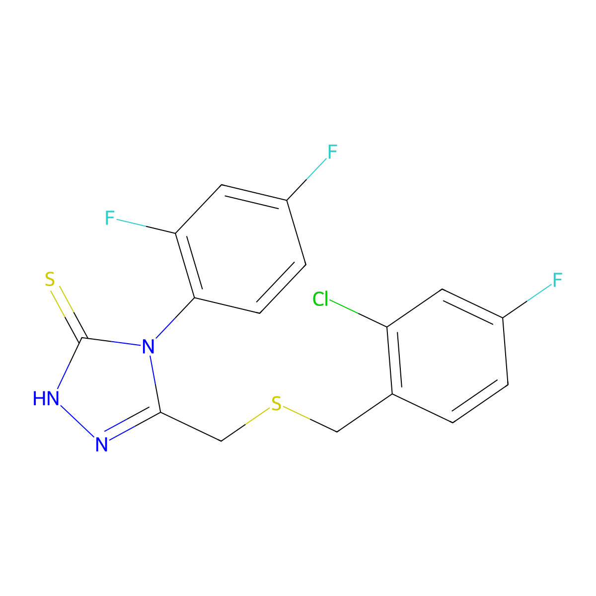 5-{[(2-chloro-4-fluorobenzyl)sulfanyl]methyl}-4-(2,4-difluorophenyl)-4H-1,2,4-triazole-3-thiol molecular structure, CAS 669726-92-5