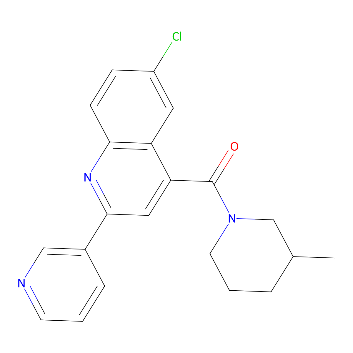[6-Chloro-2-(pyridin-3-yl)quinolin-4-yl](3-methylpiperidin-1-yl)methanone molecular structure, CAS 669727-29-1
