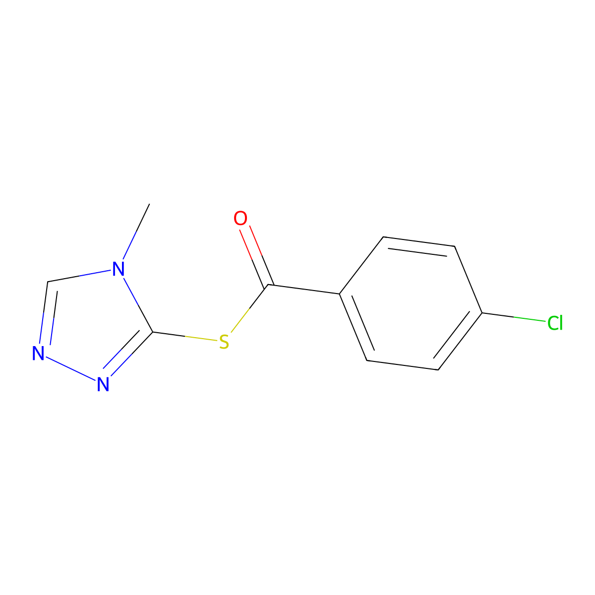 S-(4-methyl-4H-1,2,4-triazol-3-yl) 4-chlorobenzenecarbothioate molecular structure, CAS 669727-35-9