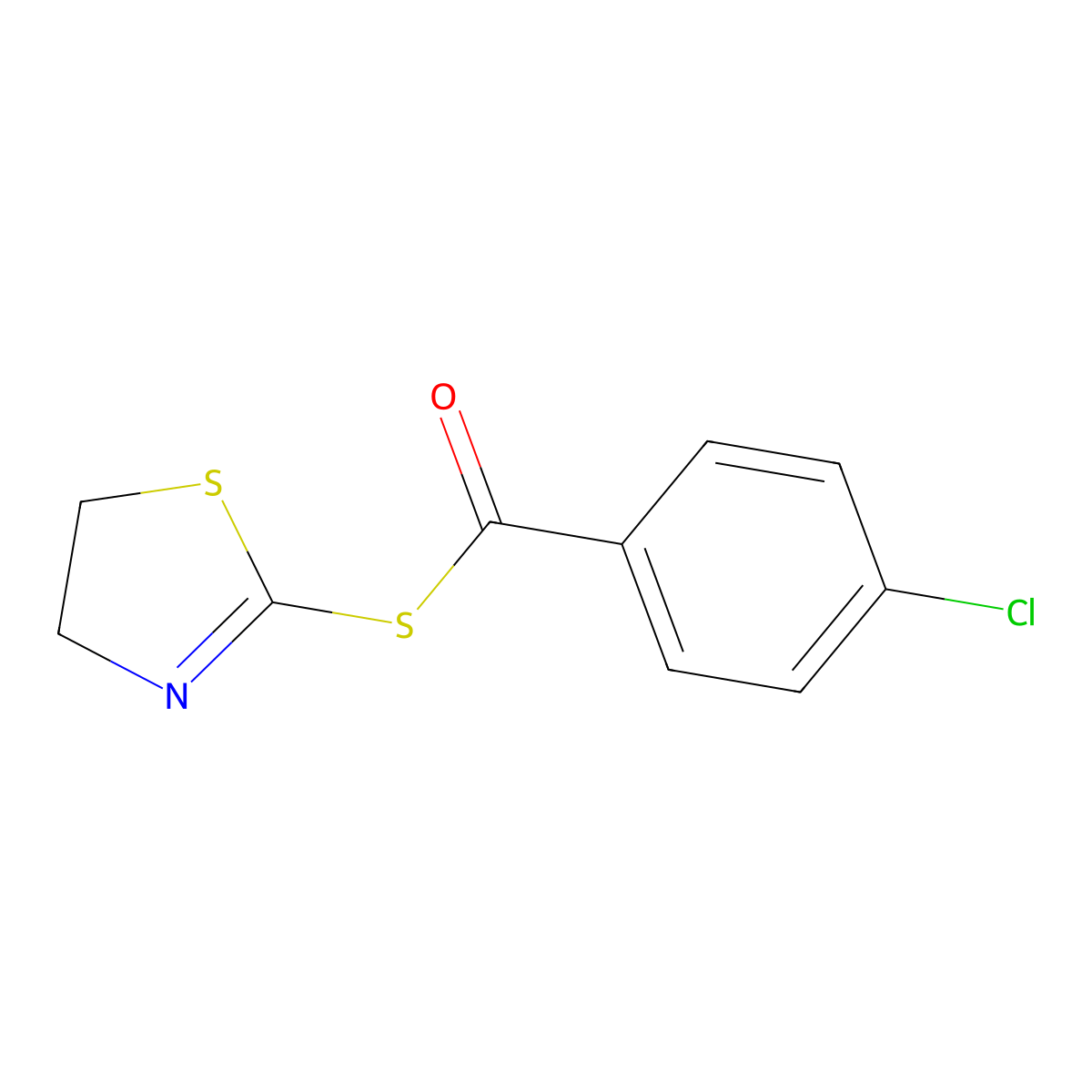 S-(4,5-dihydro-1,3-thiazol-2-yl) 4-chlorobenzenecarbothioate molecular structure, CAS 669727-36-0