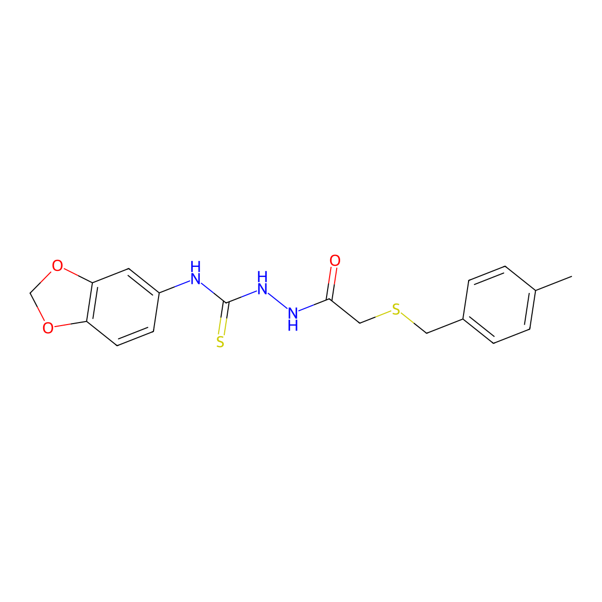 N-(1,3-benzodioxol-5-yl)-2-{[(4-methylbenzyl)sulfanyl]acetyl}hydrazinecarbothioamide molecular structure, CAS 669727-46-2