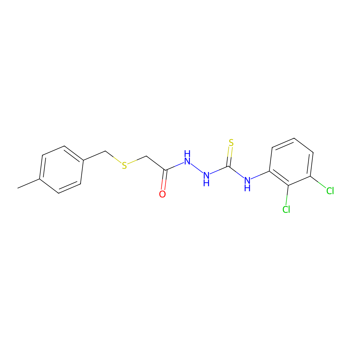 N-(2,3-dichlorophenyl)-2-{[(4-methylbenzyl)sulfanyl]acetyl}hydrazinecarbothioamide molecular structure, CAS 669727-52-0