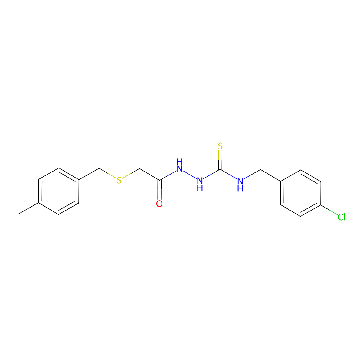N-(4-chlorobenzyl)-2-{[(4-methylbenzyl)sulfanyl]acetyl}hydrazinecarbothioamide molecular structure, CAS 669727-55-3