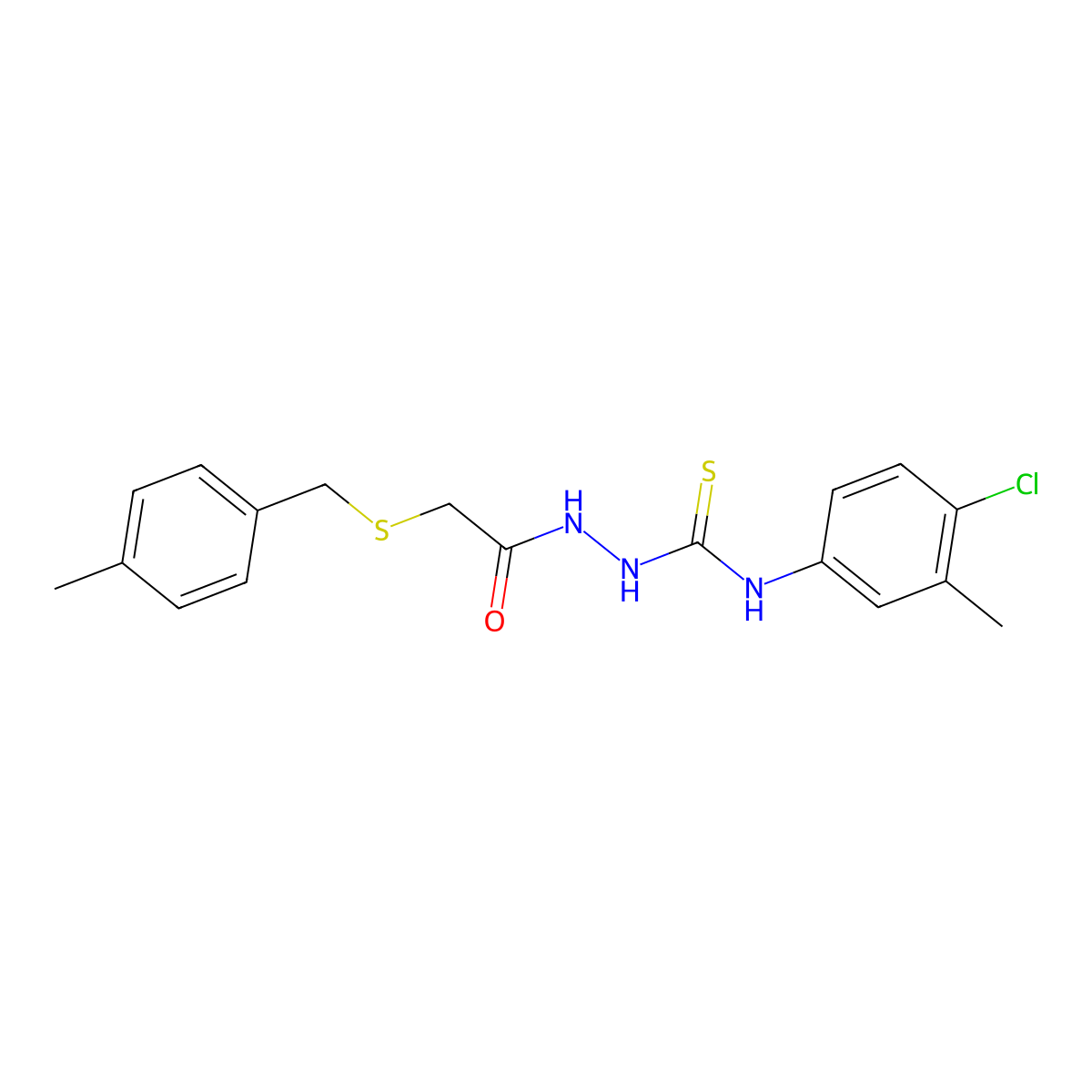 N-(4-chloro-3-methylphenyl)-2-{[(4-methylbenzyl)sulfanyl]acetyl}hydrazinecarbothioamide molecular structure, CAS 669727-56-4