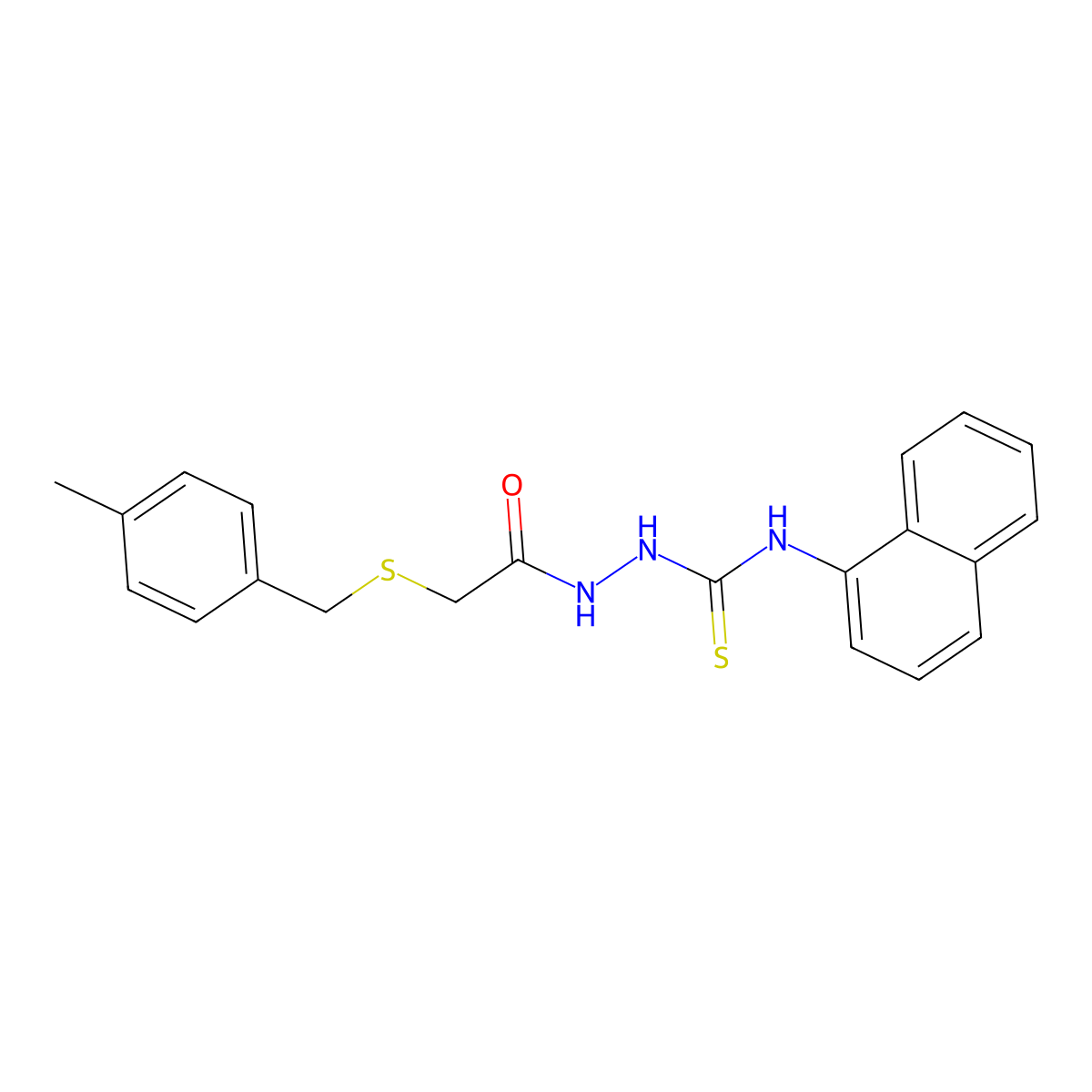 2-[(4-methylphenyl)methylthio]-N-{[(naphthylamino)thioxomethyl]amino}acetamide molecular structure, CAS 669727-59-7