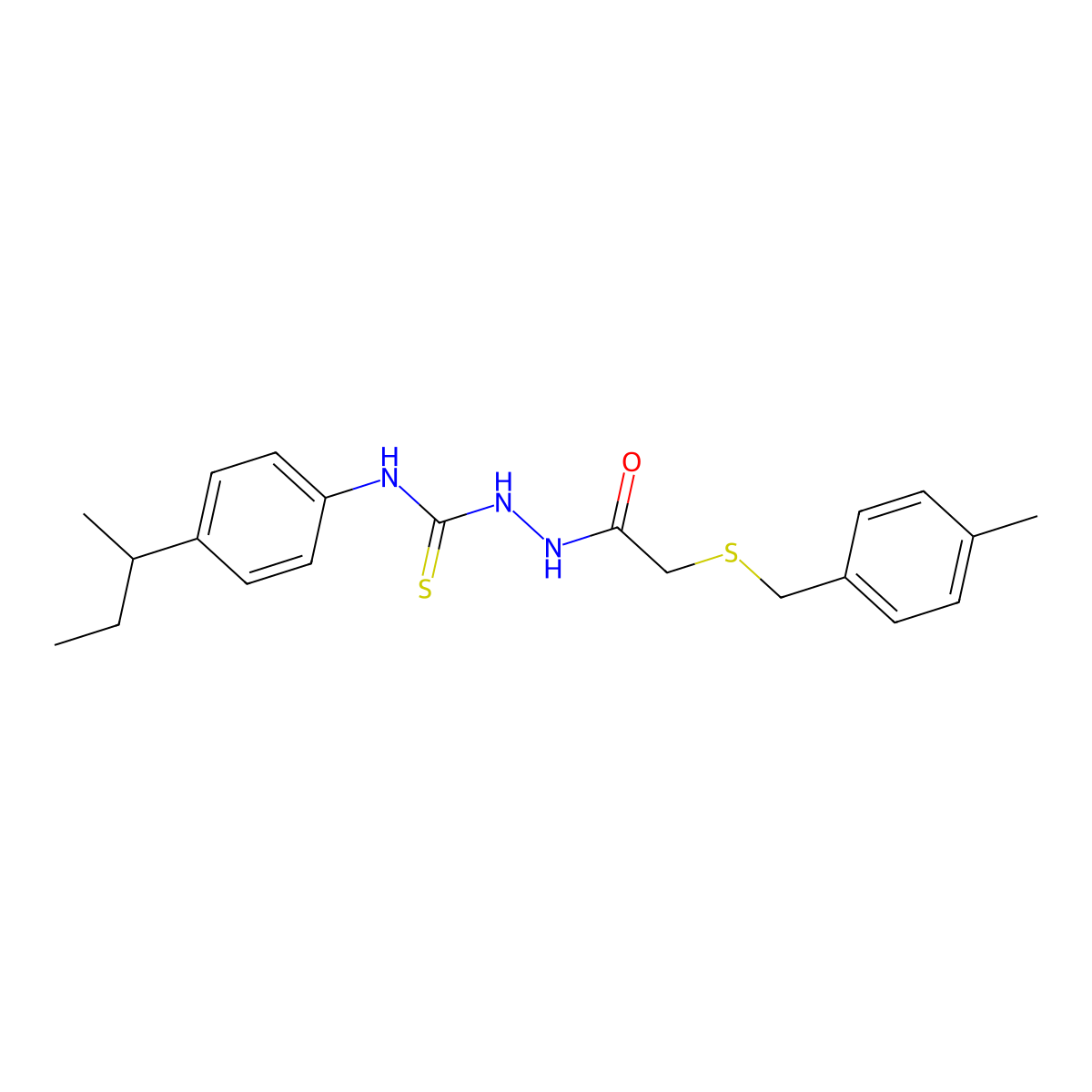 N-[4-(butan-2-yl)phenyl]-2-{[(4-methylbenzyl)sulfanyl]acetyl}hydrazinecarbothioamide molecular structure, CAS 669727-61-1