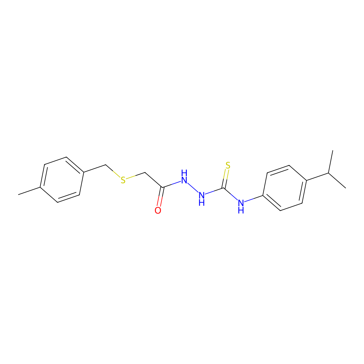 2-{[(4-methylbenzyl)sulfanyl]acetyl}-N-[4-(propan-2-yl)phenyl]hydrazinecarbothioamide molecular structure, CAS 669727-64-4