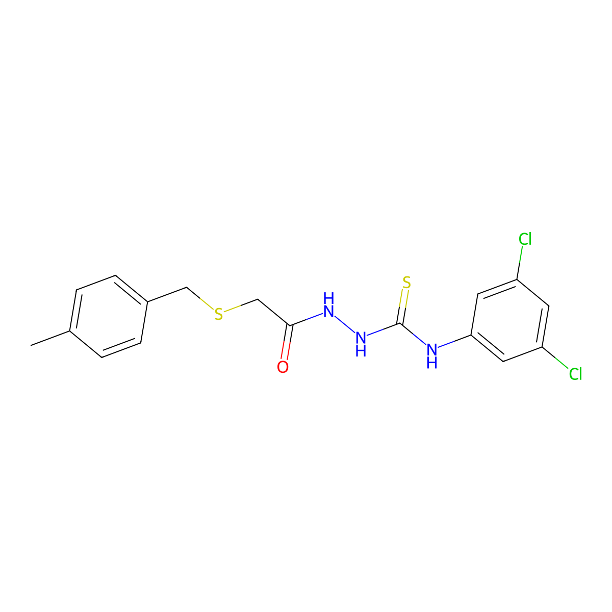 N-(3,5-dichlorophenyl)-2-{[(4-methylbenzyl)sulfanyl]acetyl}hydrazinecarbothioamide molecular structure, CAS 669727-68-8