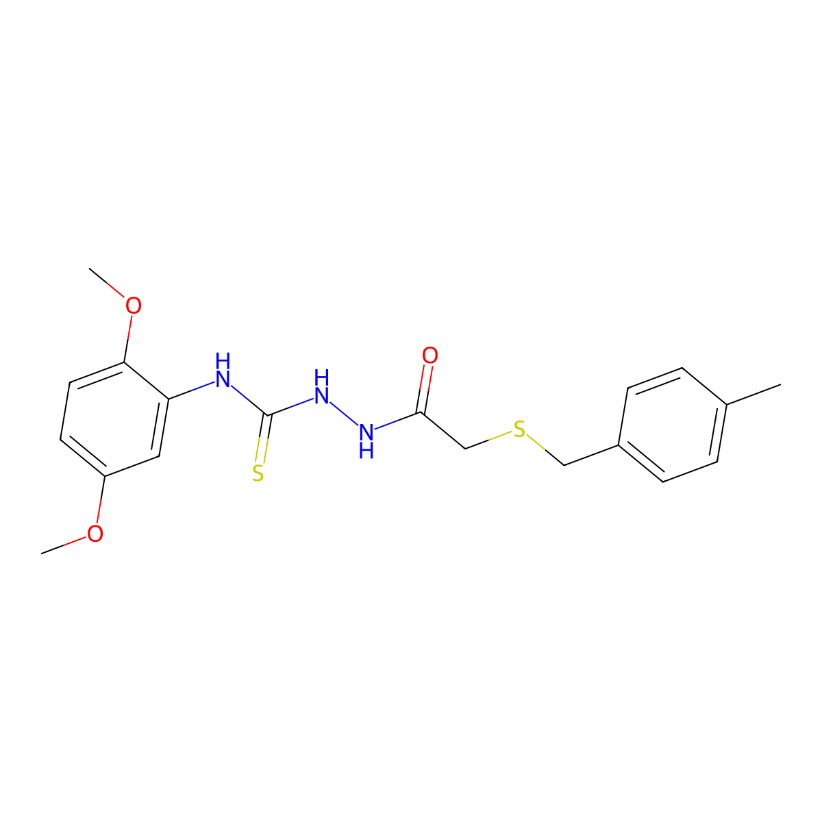 N-(2,5-dimethoxyphenyl)-2-{[(4-methylbenzyl)sulfanyl]acetyl}hydrazinecarbothioamide molecular structure, CAS 669727-69-9