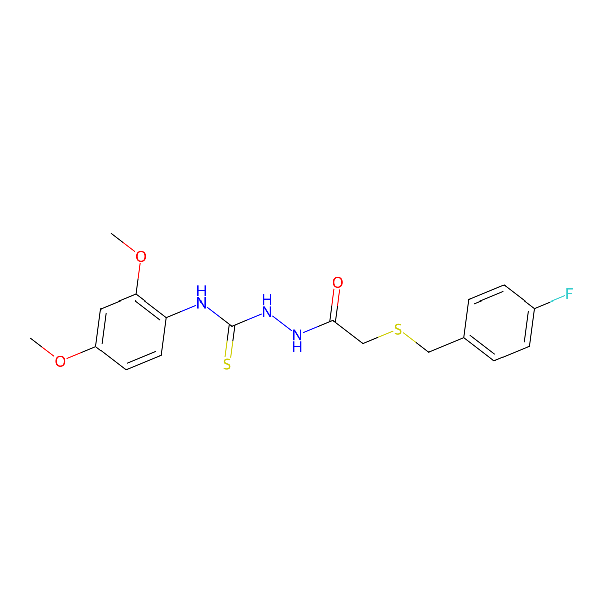 N-(2,4-dimethoxyphenyl)-2-{[(4-fluorobenzyl)sulfanyl]acetyl}hydrazinecarbothioamide molecular structure, CAS 669728-06-7