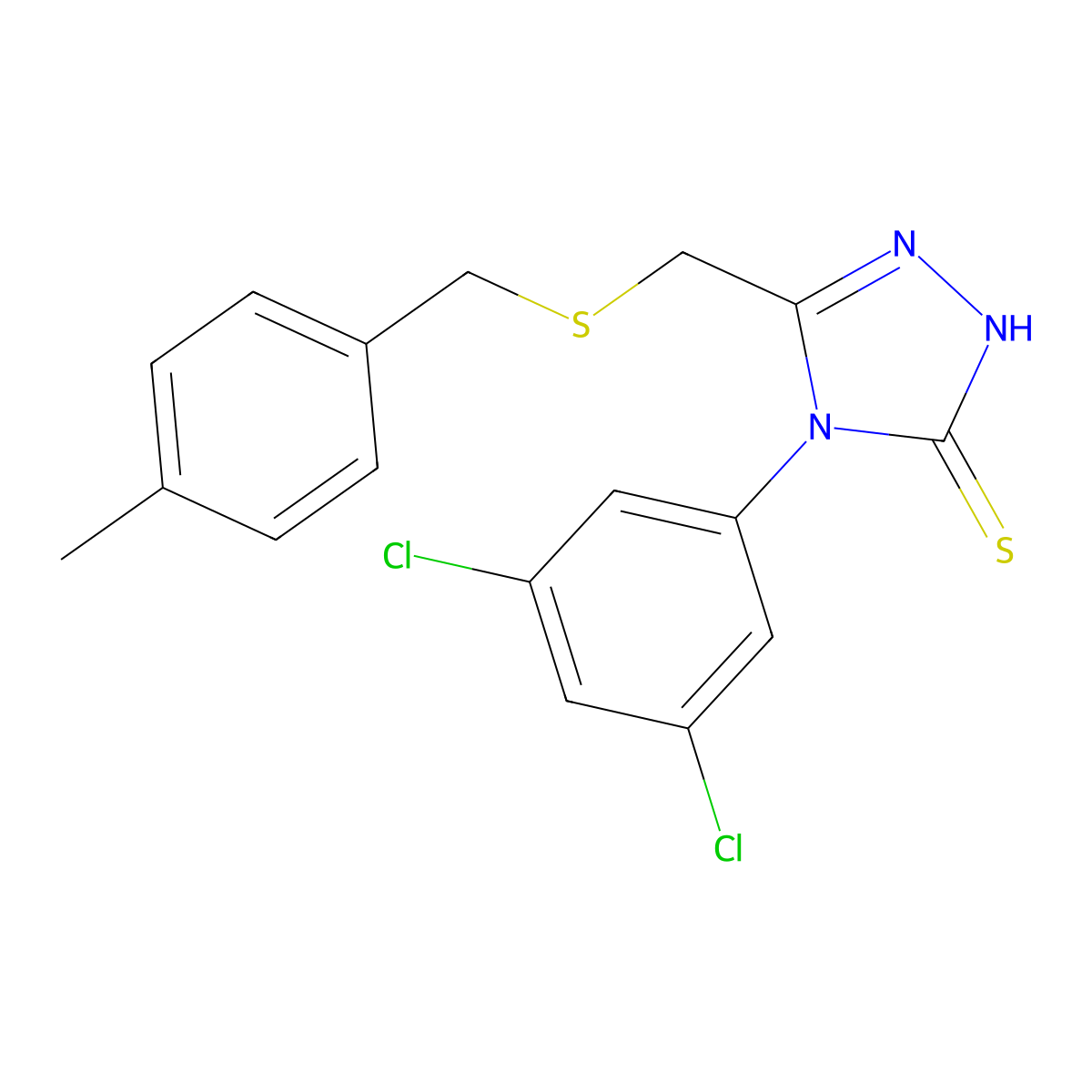 4-(3,5-dichlorophenyl)-5-{[(4-methylbenzyl)sulfanyl]methyl}-4H-1,2,4-triazole-3-thiol molecular structure, CAS 669728-36-3