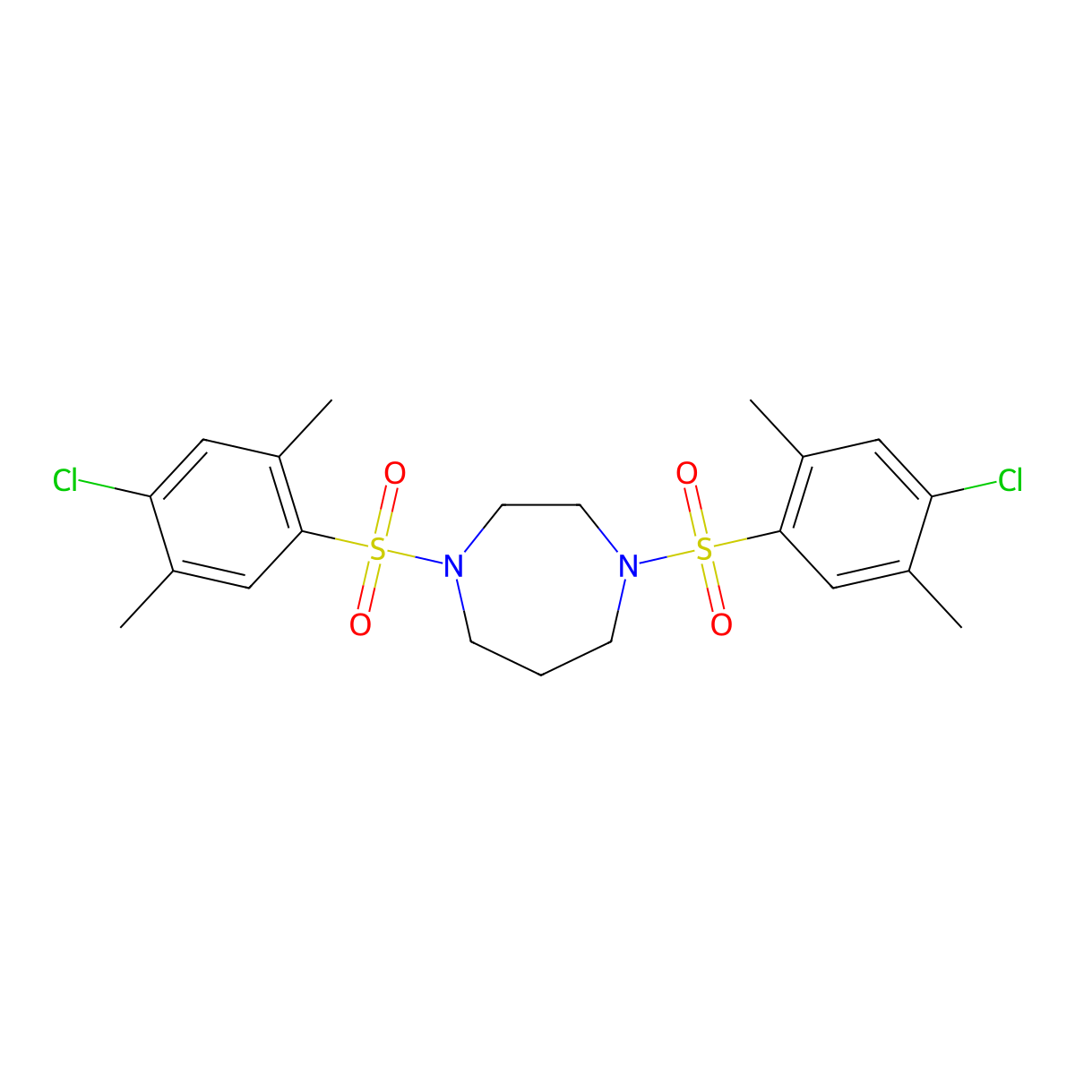 1,4-Bis(4-chloro-2,5-dimethylbenzenesulfonyl)-1,4-diazepane molecular structure, CAS 669728-56-7