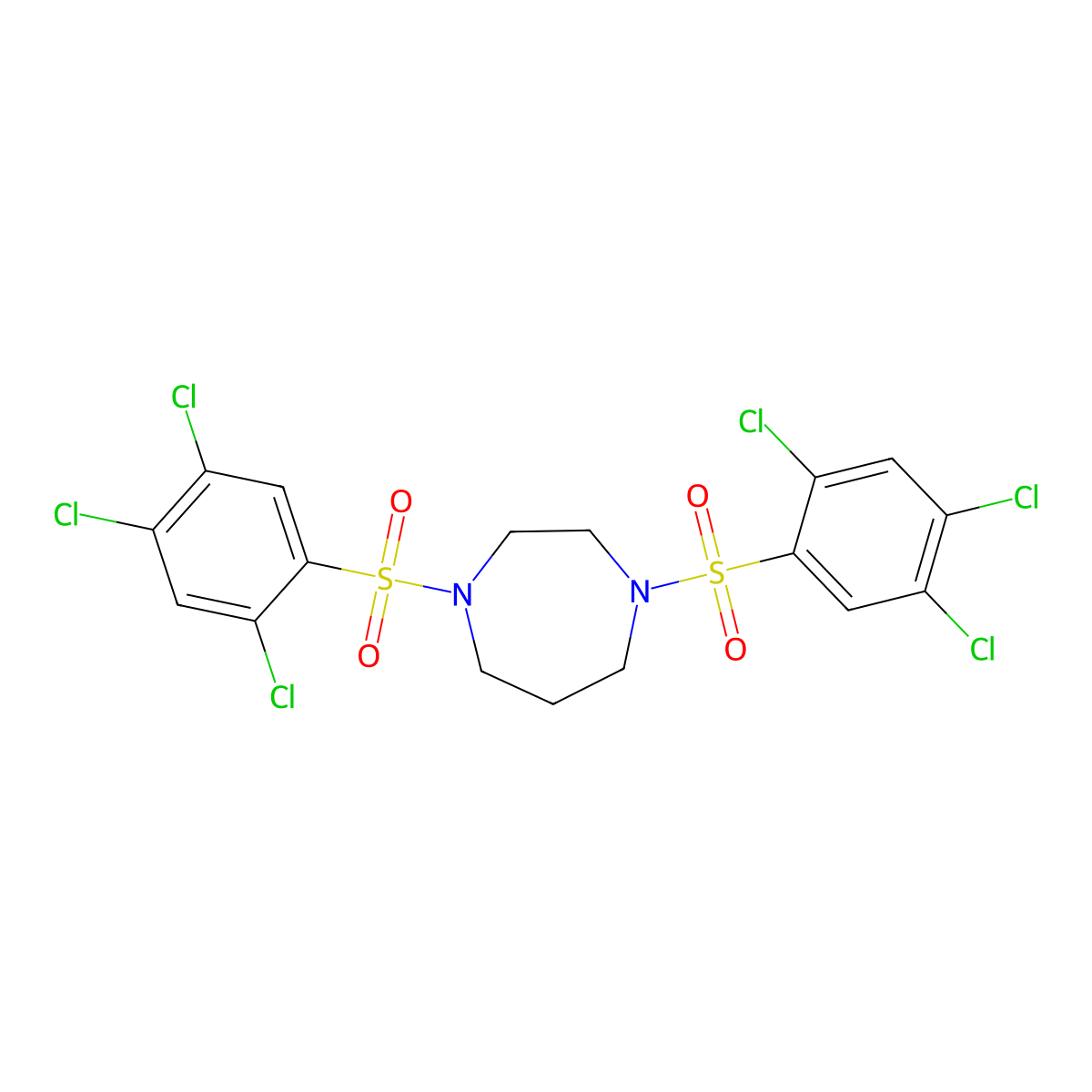 1,4-Bis[(2,4,5-trichlorophenyl)sulfonyl]-1,4-diazepane molecular structure, CAS 669728-58-9