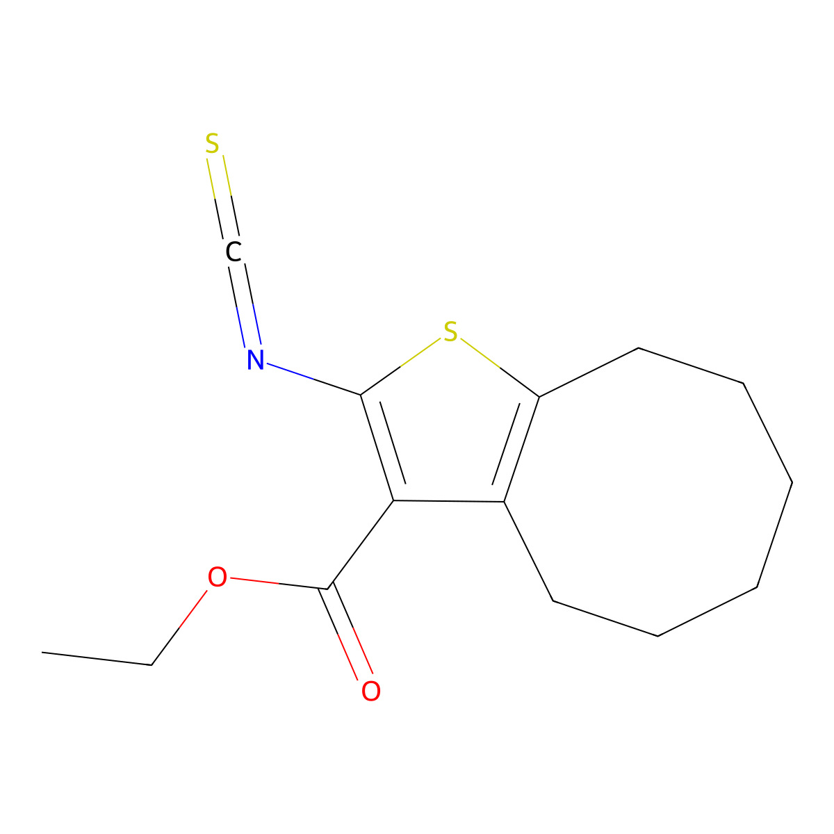 Ethyl 2-isothiocyanato-4,5,6,7,8,9-hexahydrocycloocta[b]thiophene-3-carboxylate molecular structure, CAS 669728-60-3