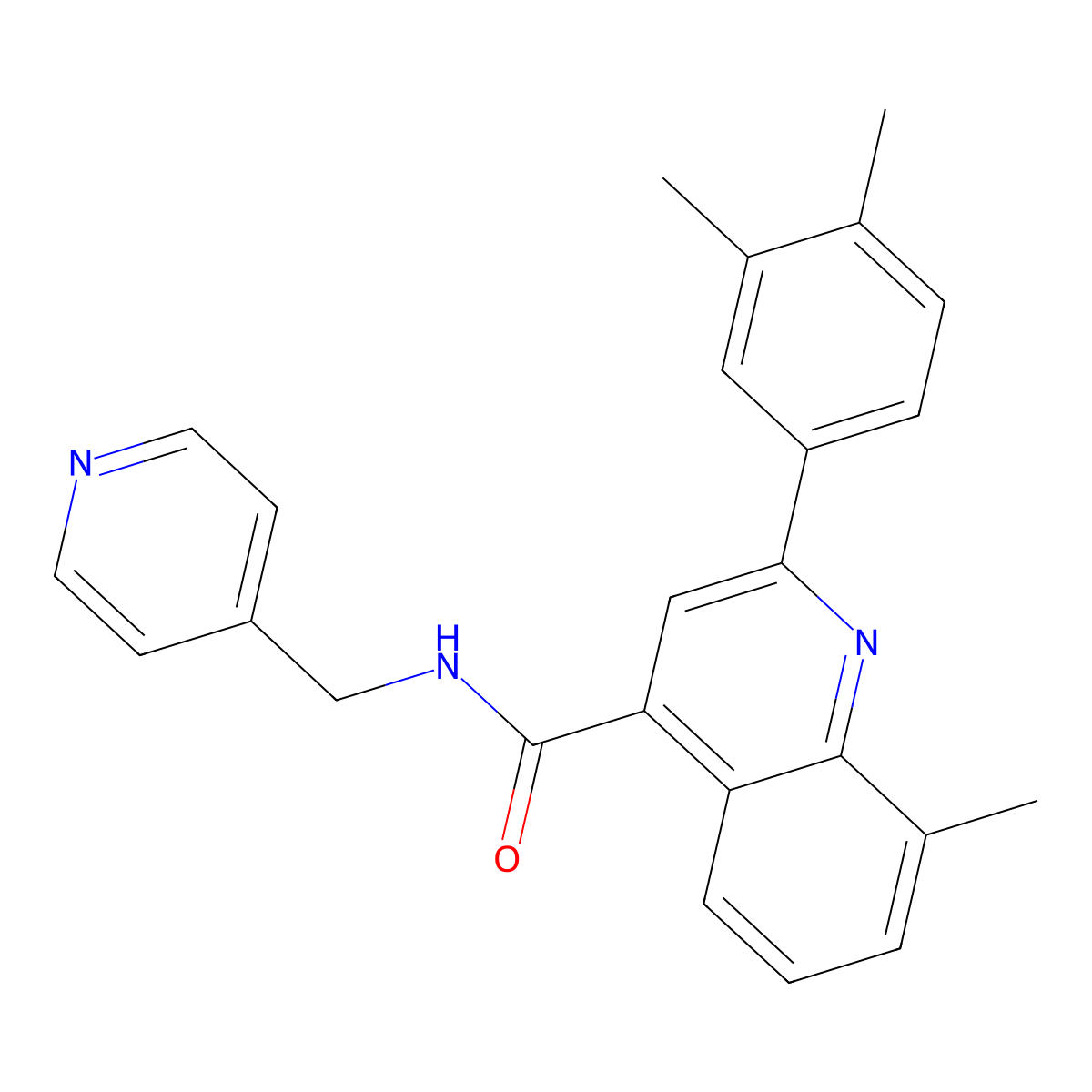 2-(3,4-dimethylphenyl)-8-methyl-N-(pyridin-4-ylmethyl)quinoline-4-carboxamide molecular structure, CAS 669728-66-9