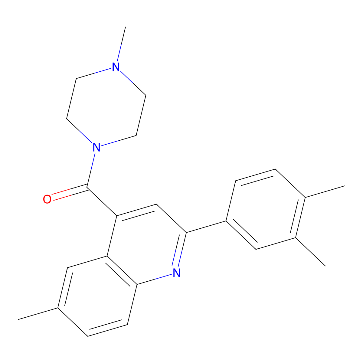 [2-(3,4-Dimethylphenyl)-6-methylquinolin-4-yl](4-methylpiperazin-1-yl)methanone molecular structure, CAS 669728-79-4