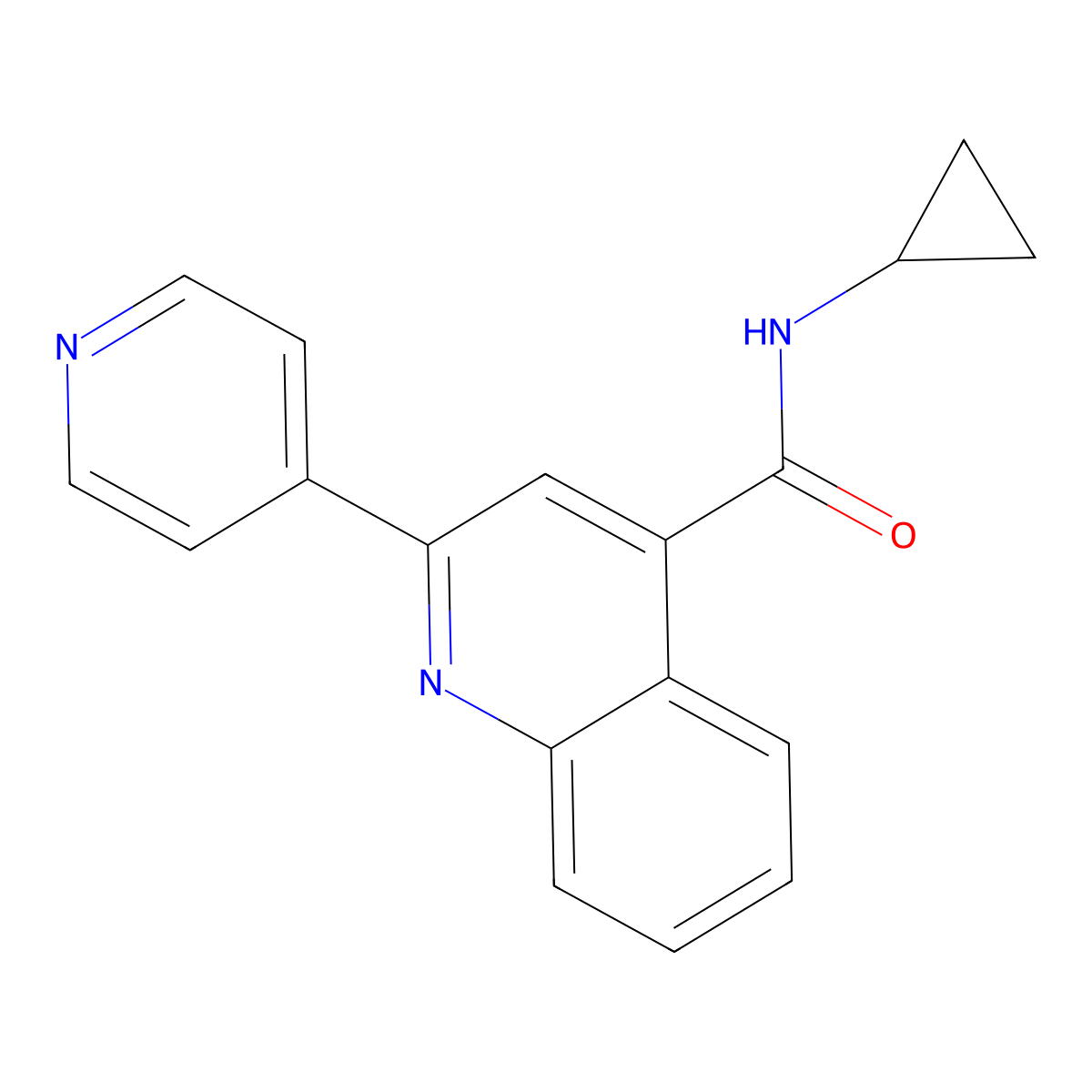 N-cyclopropyl-2-pyridin-4-ylquinoline-4-carboxamide molecular structure, CAS 669729-02-6