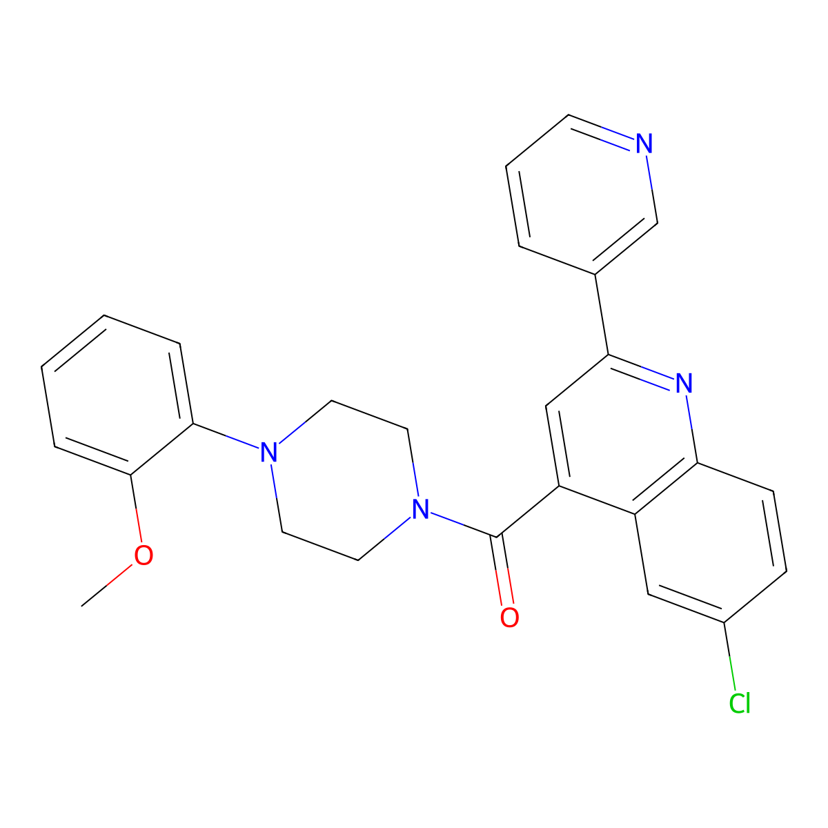 [6-Chloro-2-(pyridin-3-yl)quinolin-4-yl][4-(2-methoxyphenyl)piperazin-1-yl]methanone molecular structure, CAS 669729-03-7