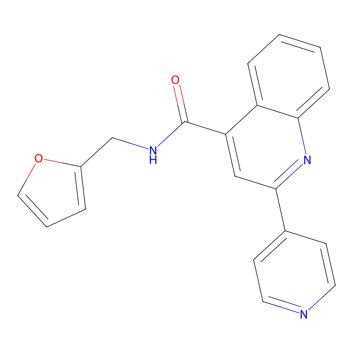 N-(2-furylmethyl)-2-pyridin-4-ylquinoline-4-carboxamide molecular structure, CAS 669729-06-0