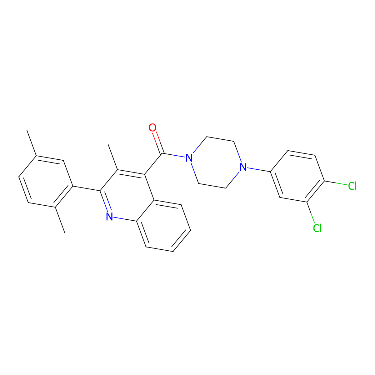 [4-(3,4-Dichlorophenyl)piperazin-1-yl][2-(2,5-dimethylphenyl)-3-methylquinolin-4-yl]methanone molecular structure, CAS 669729-19-5