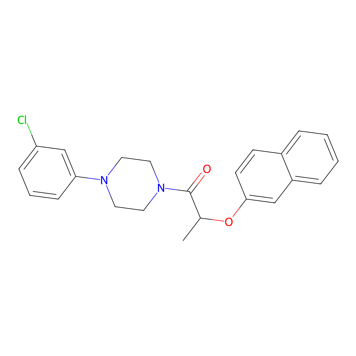 1-[4-(3-Chlorophenyl)piperazin-1-yl]-2-(naphthalen-2-yloxy)propan-1-one molecular structure, CAS 669729-30-0