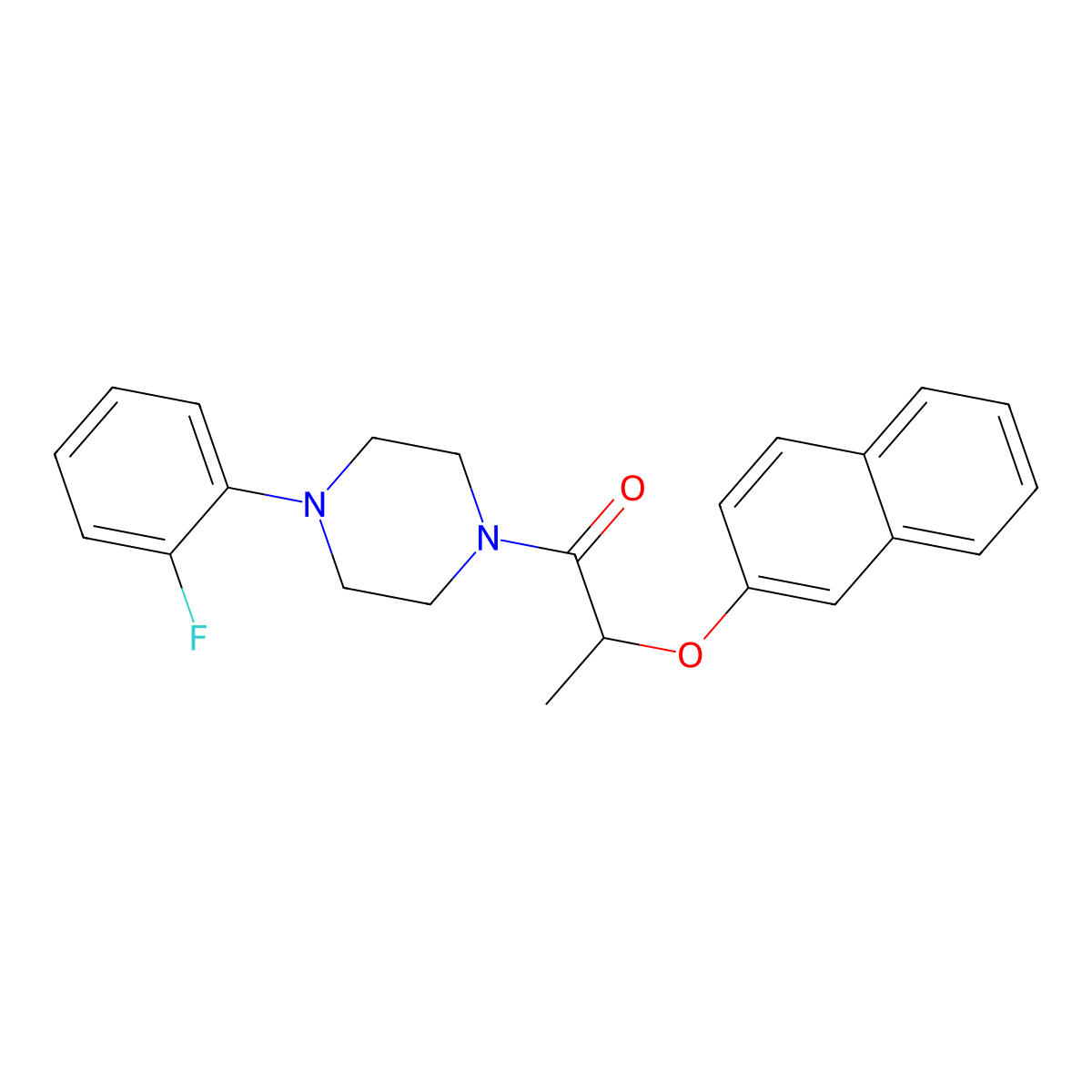 1-[4-(2-Fluorophenyl)piperazin-1-yl]-2-(naphthalen-2-yloxy)propan-1-one molecular structure, CAS 669729-36-6