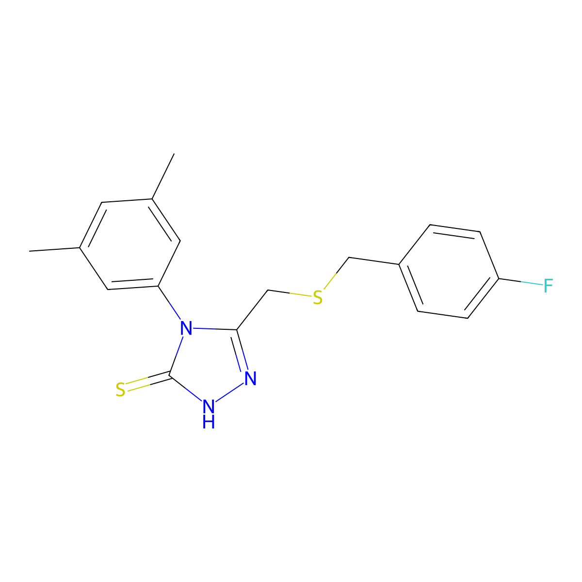 4-(3,5-dimethylphenyl)-5-{[(4-fluorobenzyl)sulfanyl]methyl}-4H-1,2,4-triazole-3-thiol molecular structure, CAS 669729-61-7